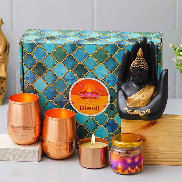 Copper glass Diwali gift set